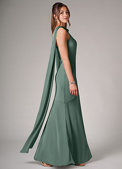 Azazie Kinsley Brautjungfernkleider Meerjungfrau-Linie Seitliche Cut-Outs Stretch-Satin Kleid Eukalyptus image6