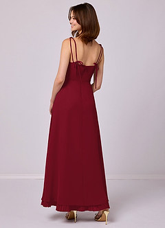 Barbie ♥ Azazie Bridesmaid Dresses Burgundy A-Line Pleated Chiffon Dress image2