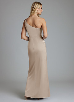 Azazie Adhara Jurken voor bruidsmeisjes Jurk van Stretch Satijn met Kolom One-Shoulder Vorst image6