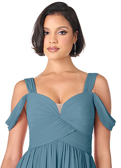 Azazie Lianne Bridesmaid Dresses Bermuda A-Line Off the Shoulder Chiffon Dress image5