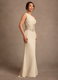 Azazie Kathie Mère de la mariée Robes Robe Sirène en Mousseline de soie Dentelle Champagne image3