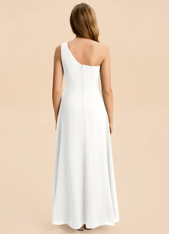 Azazie Emmie Junior White A-Line Pleated Chiffon Dress image2