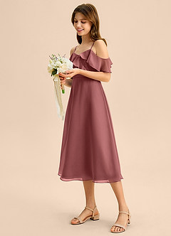 Azazie Kamilla Junior Klä av A-Line i Chiffong Av axeln image3