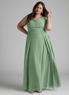 Azazie Organa Bridesmaid Dresses Matcha A-Line Pleated Chiffon Dress image8