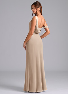 Azazie Madelyn Bridesmaid Dresses Taupe Mermaid Off the Shoulder Chiffon Convertible Dress image6
