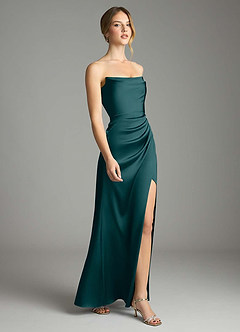 Azazie Leonis Bridesmaid Dresses Pine Mermaid Pleated Stretch Satin Convertible Dress image6