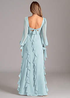 Azazie Candice Bridesmaid Dresses Mist A-Line Long Sleeve Chiffon Dress image2