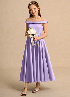 Azazie Teeny Junior Formal Flower Girl Klänningar Klä A-Line i Matt satäng Plisserad image1