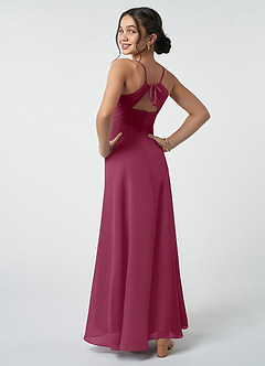 Azazie Avelina Junior Mulberry A-Line Pleated Chiffon Dress image5