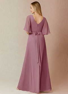 Azazie Cierra Final Sale Vintage Mauve A-Line V-Neck Chiffon Dress image2