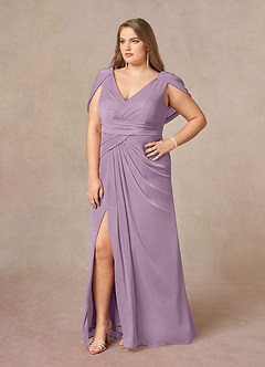 Azazie Luisa Mother of the Bride Dresses Wisteria Mermaid V-Neck Pleated Mesh Dress image9