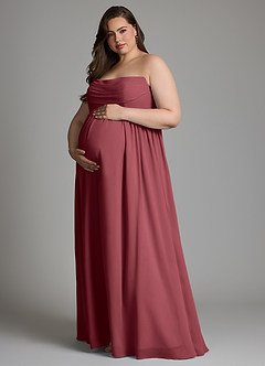 Azazie Saige Brautjungfernkleider für Schwangere A-Linie Plissee Chiffon Bodenlänge Kleid image13