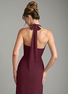 Azazie Arnelle Bridesmaid Dresses Cabernet Sheath Pleated Chiffon Dress image6