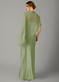Azazie Jaleesa Bridesmaid Dresses Dusty Sage A-Line High Neck Stretch Satin Dress image6