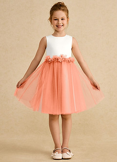 Azazie Louisa Flower Girl Dresses Ivory Sunset A-Line Sleeveless Tulle Dress image1