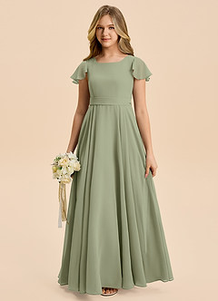 Azazie Cady Junior Pistachio A-Line Pleated Chiffon Dress image1