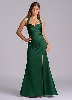 Azazie Destiny Vestidos de damas de honor Vestido de Verde Oscuro de Satén Elástico de Corte Sirena con Escote de Corazón image6