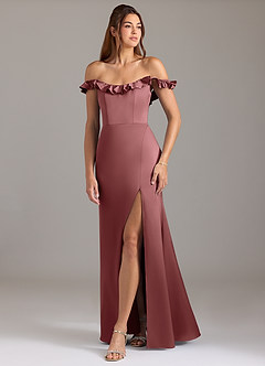 Azazie Callie Bridesmaid Dresses Amethyst A-Line Ruched Stretch Satin Convertible Dress image5