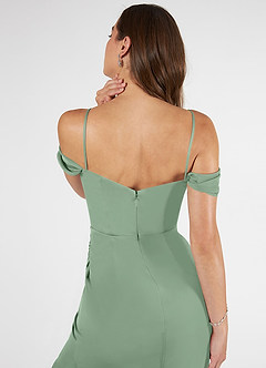 Azazie Kit Bridesmaid Dresses Matcha Mermaid Off the Shoulder Mesh Dress image8