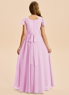 Azazie Cady Junior Candy Pink A-Line Pleated Chiffon Dress image2
