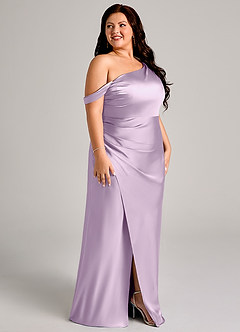 Azazie Madelyn Brudtärnklänningar Klä av Sjöjungfru i Stretch Satin Ena axeln Frostad Lila Konvertibel image12