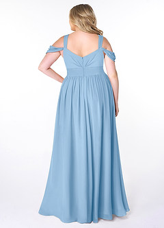 Azazie Lianne Brautjungfernkleider A-Linie Schulterfrei Chiffon Kleid Puderblau image8