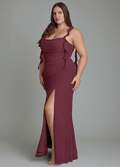 Azazie Jessamine Brautjungfernkleider Meerjungfrau-Linie Korsett Chiffon Kleid Cabernetrot image12
