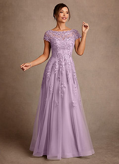 Azazie Jalinda Mother of the Bride Dresses Wisteria A-Line Lace Chiffon Dress image3