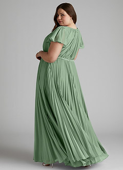 Azazie Kara Modest Bridesmaid Dresses A-Line Pleated Chiffon Floor-Length Dress image11