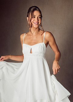 Azazie Lila Wedding Dresses Diamond White A-Line Sweetheart Neckline Chiffon Dress image5