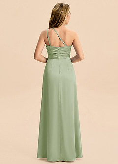 Azazie Eren Junior Robe Fourreau en Satin extensible Plissé Vert Sauge image5