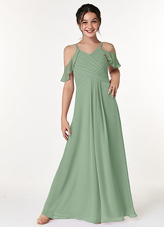 Azazie Dakota Junior Sky Blue A-Line Off the Shoulder Chiffon Dress image1