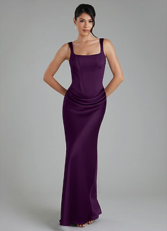 Azazie Etta Robes de demoiselle d'honneur Robe Sirène en Satin extensible Corset Grain De Raisin image1
