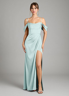 Azazie Johana Vestidos de damas de honor Vestido de Neblina de Satén Elástico de Corte Sirena Convertible con Vestidos sin tirantes image3