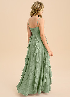 Azazie Peyton Junior A라인 주름진 플로럴 번아웃 플로어 길이 주니어 신부 들러리 드레스 image2