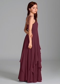 Azazie Karan Junior Abito A-Line in Chiffon Cabernet image6