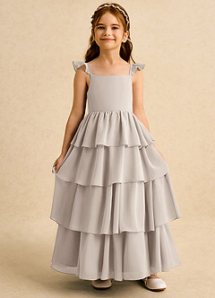 Azazie Boba vestidos de niña de las flores Vestido de Escarcha de Gasa de Corte En A con Escote Cuadrado image6