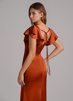 Azazie Elkie Bridesmaid Dresses Paprika Mermaid Square Neckline Stretch Satin Dress image7