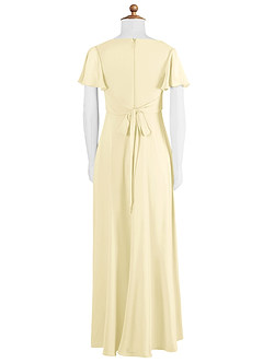 Azazie Induh Junior Lemon Sorbet A-Line Ruched Chiffon Dress image7