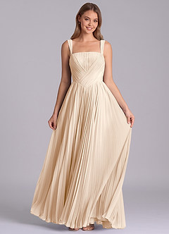 Azazie Mina Robes de demoiselle d'honneur Robe Trapèze en Mousseline de soie Plissée Albâtre Blanc image4