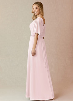 Azazie Cierra Bridesmaid Dresses Blushing Pink A-Line V-Neck Chiffon Dress image5