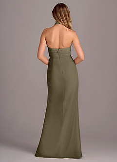Azazie Jemma Abiti da Damigella Abito Tubino in Chiffon Plissettato Willow Green image2