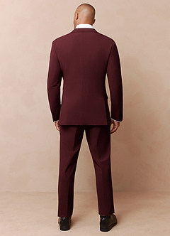front Savile Burgundy Wool Blend 3-Piece Suit