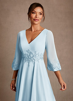 Azazie Yorba Mother of the Bride Dresses Sky Blue A-Line Lace Chiffon Dress image5