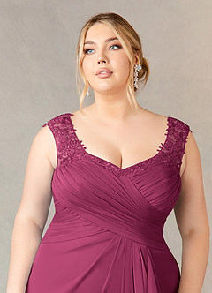 Azazie Edelin Mother of the Bride Dresses Mulberry A-Line Sweetheart Neckline Pleated Mesh Dress image12