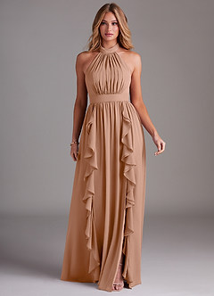 Azazie Avary Brautjungfernkleider A-Linie Plissee Chiffon Kleid Champagner Rosa image3
