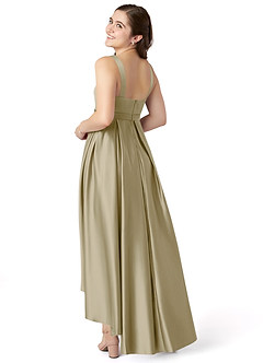 Azazie Inaya Junior A-Linie Gürtel/Schärpe Stretch-Satin Kleid Moosgrün image4