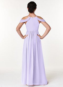 Azazie Seneca Junior Lilac A-Line Off the Shoulder Chiffon Dress image2