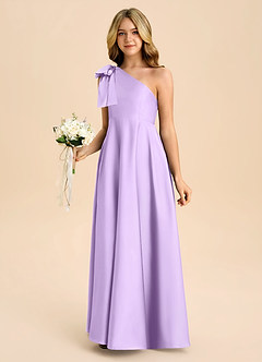 Azazie Penguin Junior Abito A-Line in Raso Elasticizzato Fiocco Lilla image5