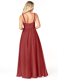 Azazie Chanel Bridesmaid Dresses Rust A-Line Pleated Chiffon Dress image2